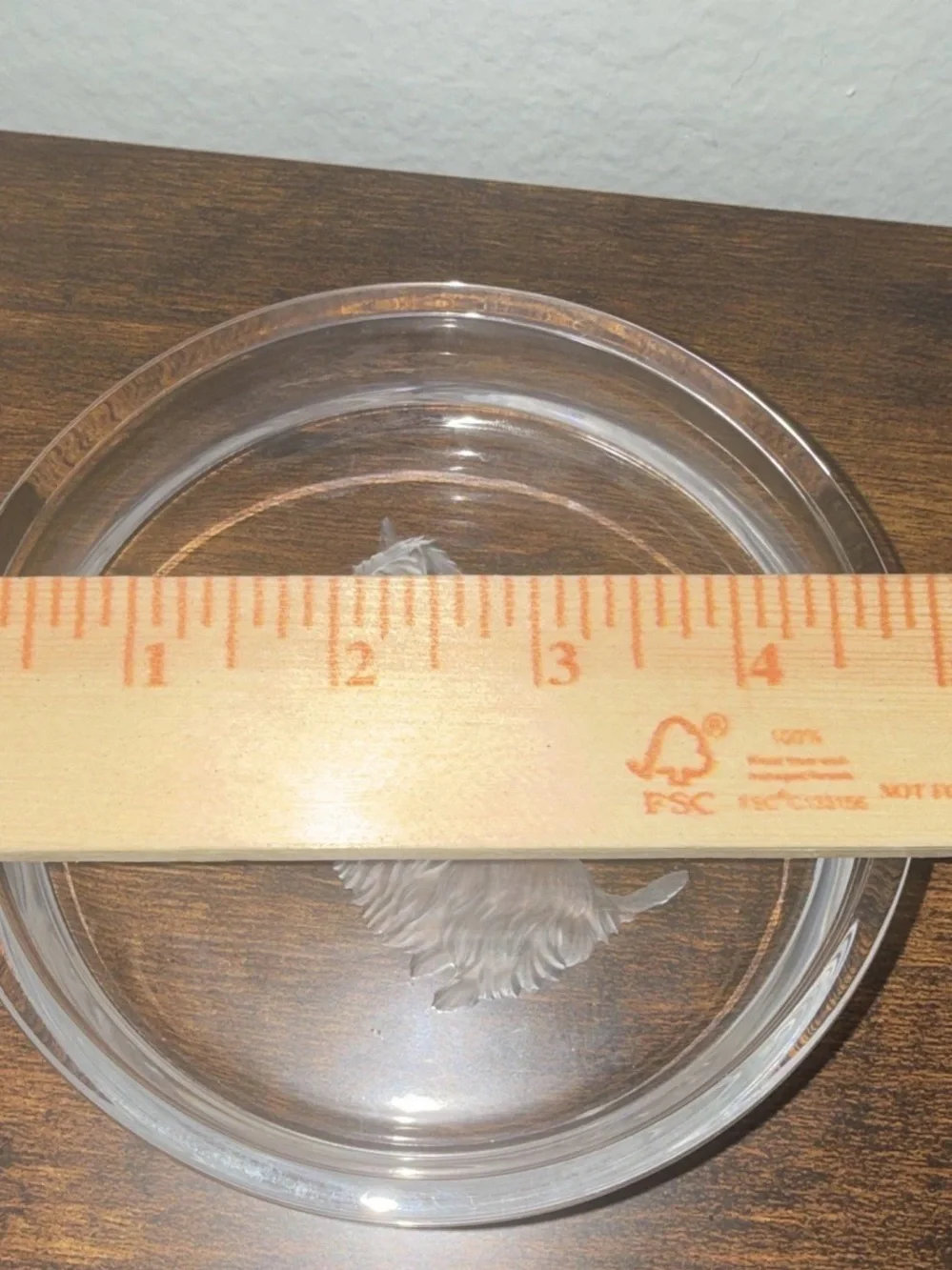 Clear Glass Dog Bowl with Etched Terrier Design - Clear